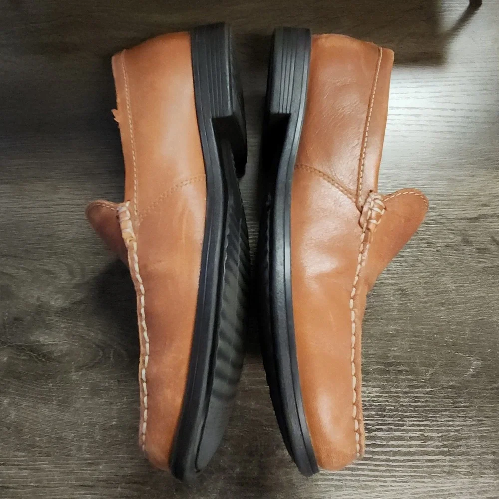 Bostonian Brown Leather Strada Venetian Slip On Loafers Shoes Mens 9 Driving
